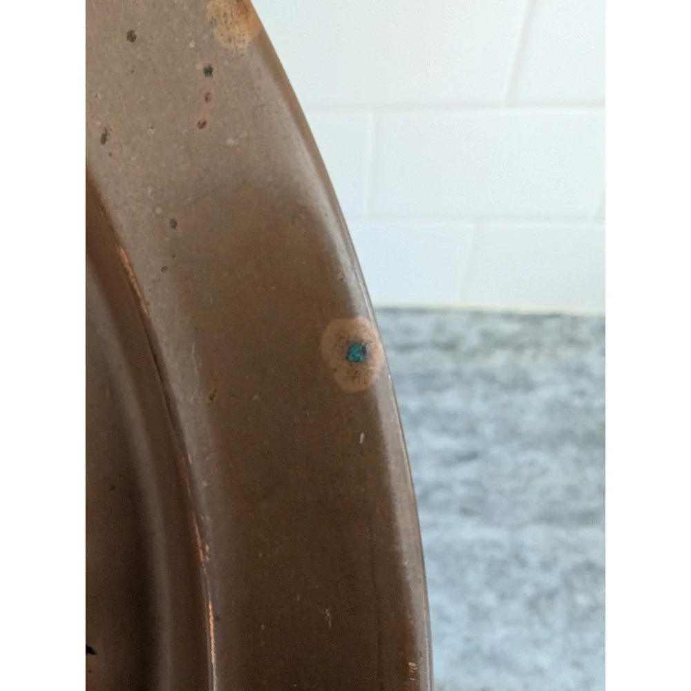 Vintage Hand Hammered Solid Copper Charger Geometric Design 12